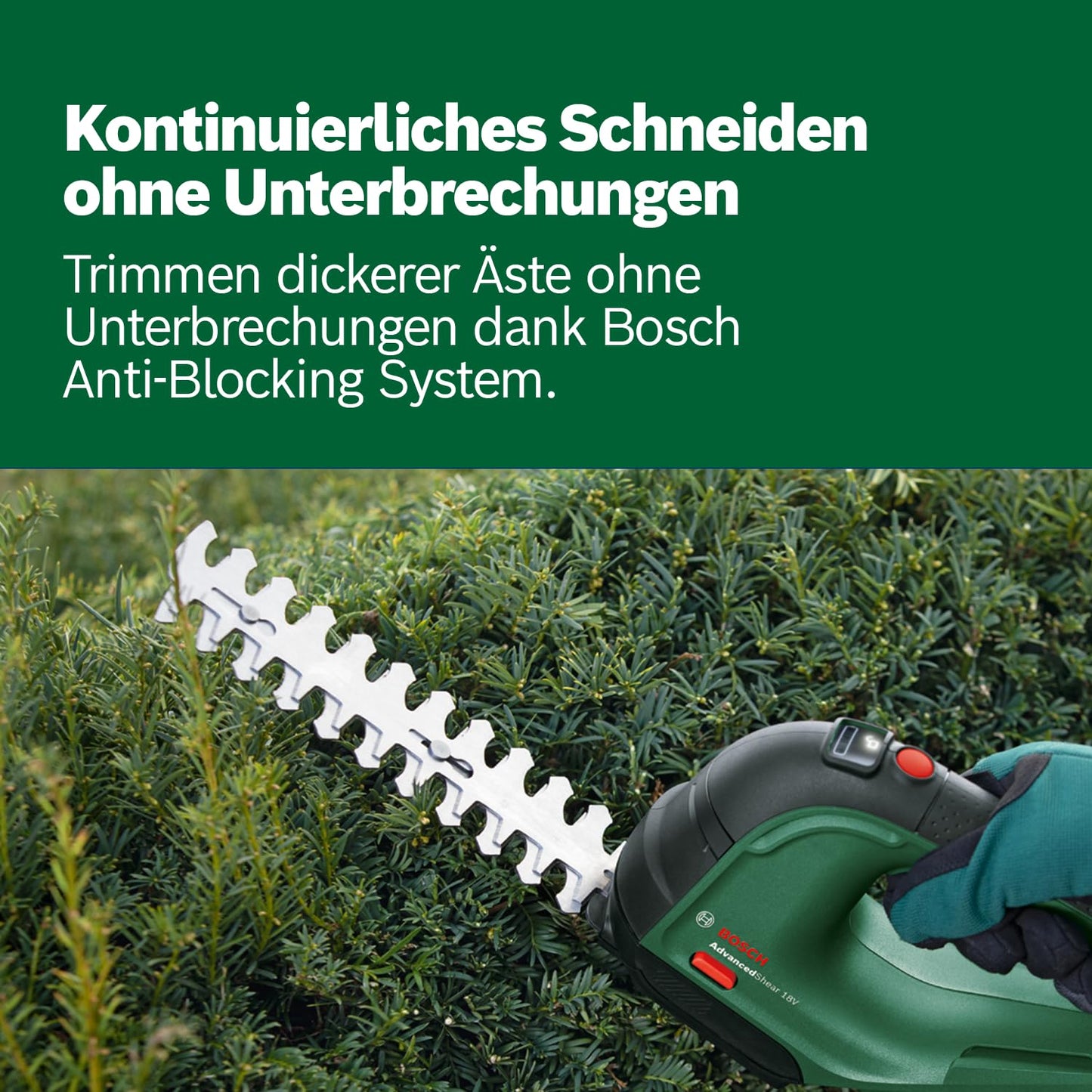 Bosch 'AdvancedShear' Cordless Grass Shear 18V-10 with shrub and grass shear blades | without battery
