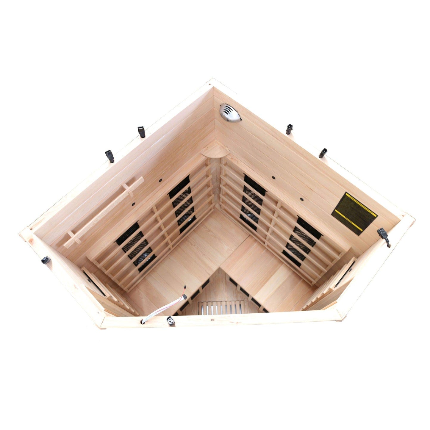 Dewello® infrared sauna 'Lakefield 3' (140x140cm) for 2-3 people made of hemlock wood, LED, Bluetooth