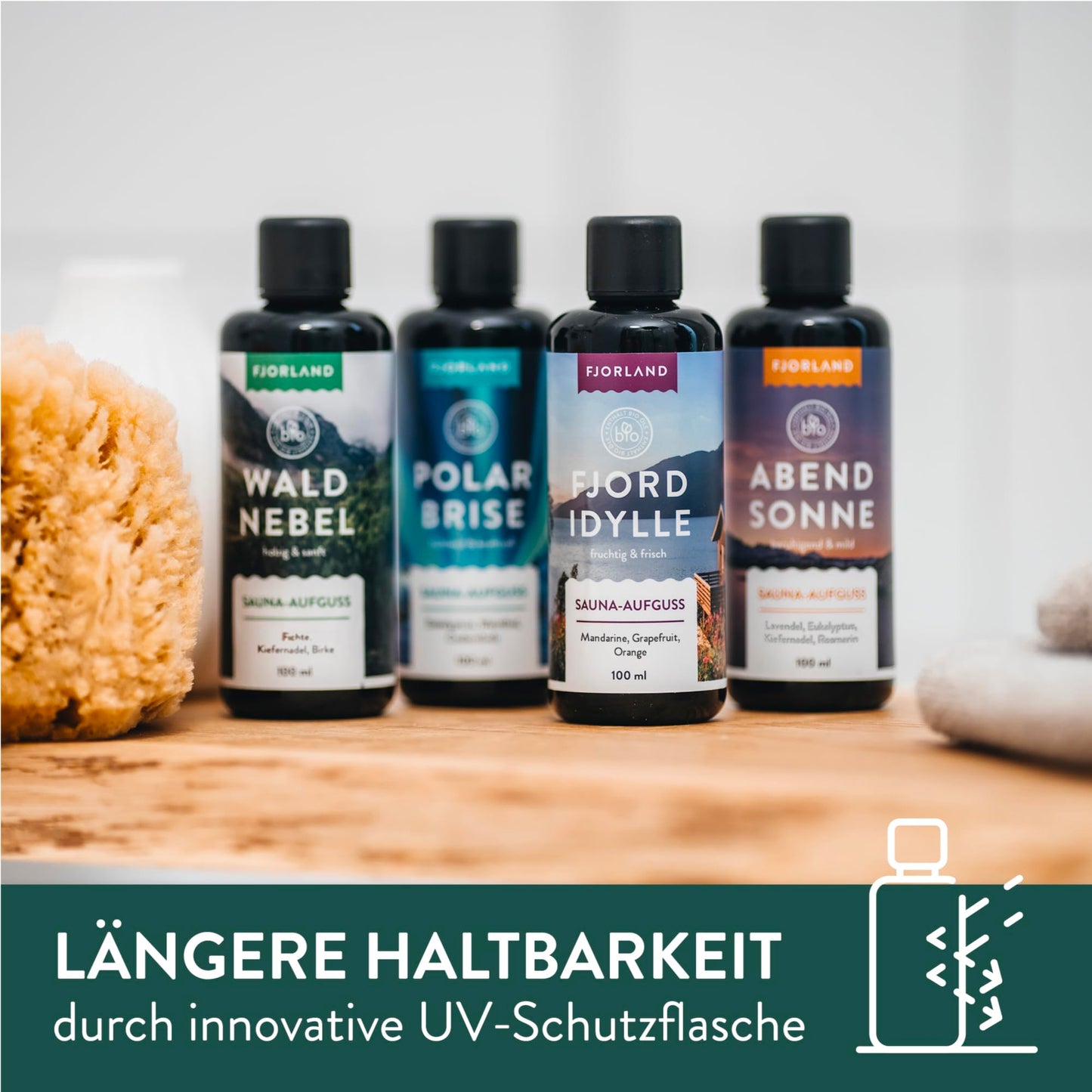 Fjorland ORGANIC Essential Sauna Fragrances Gift Set (4x100ml) in a high-quality gift box