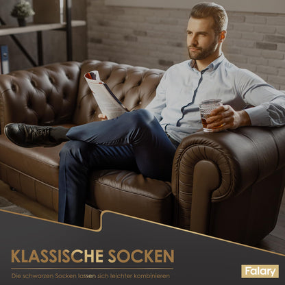 FALARY Baumwolle Herrensocken in Schwarz | Atmungsaktive Business Socken (12 Paar)