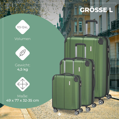 TRAVELITE hard-shell travel suitcase set with TSA lock + expansion pleat: scratch-resistant 