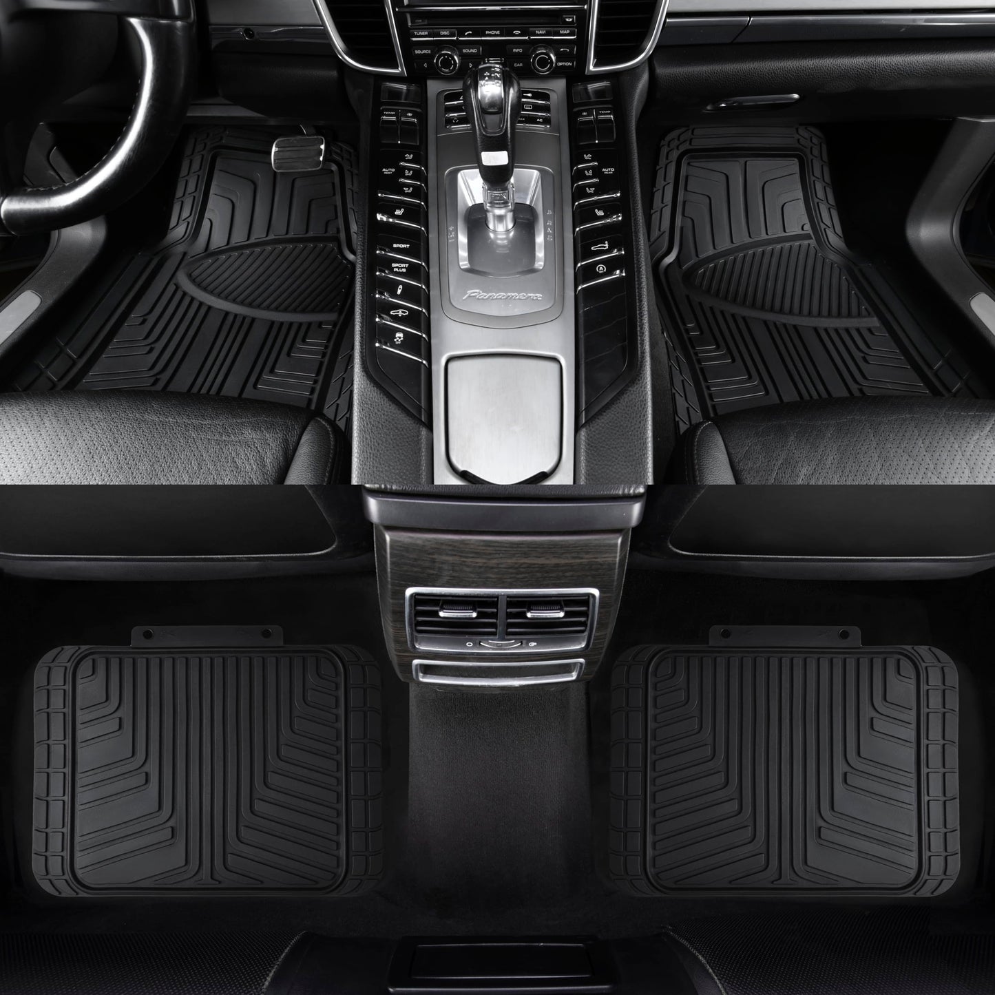 Amazon Basics All-Season Rubber Floor Mats (4 Pack) for Cars, SUVs, and Trucks (Black)