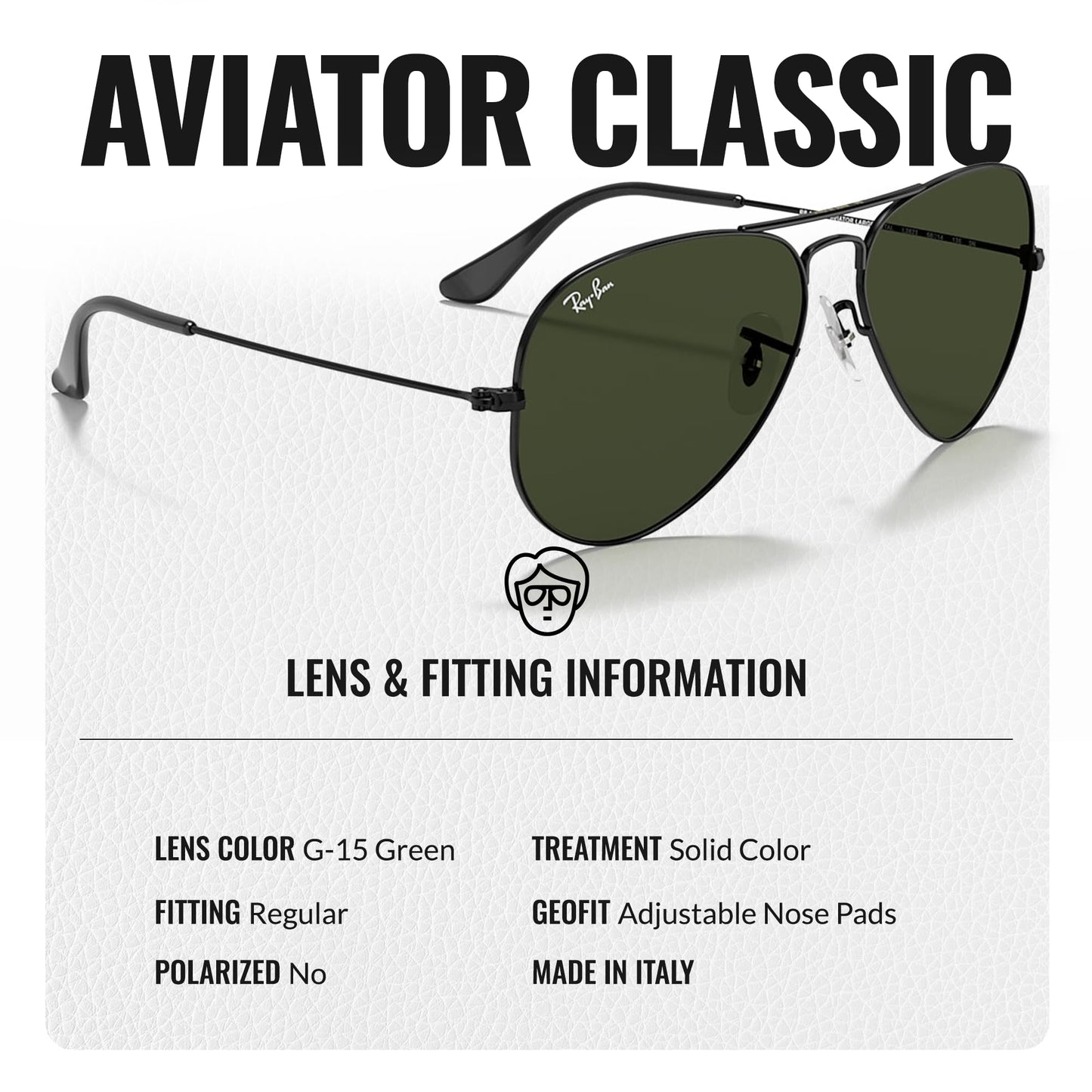 Ray Ban 'Aviator' RB3025 Kristallglas Sonnenbrillen-Set für Herren inkl. Etui