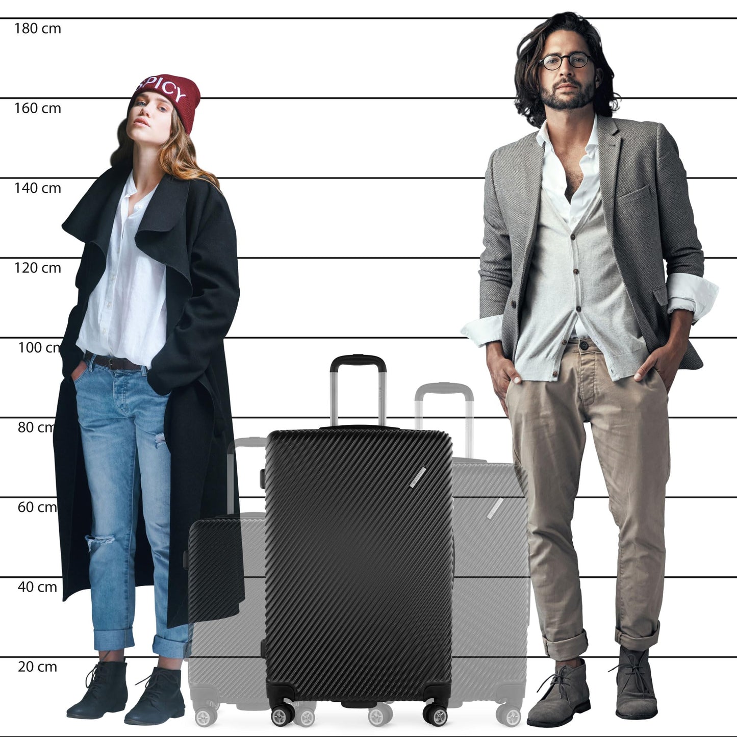 BUGATTI hard-shell travel suitcase 'Pure L' made of recycled PET (79 liters): Black