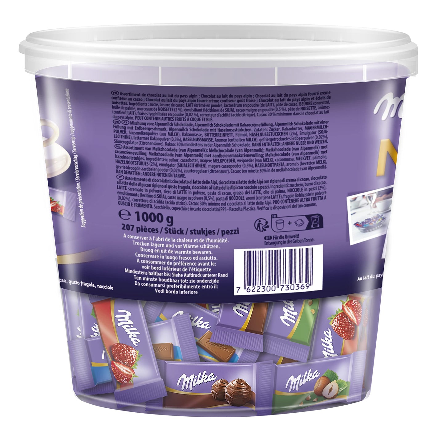 Milka Naps Mix (1kg can): Smoothly melting mini chocolate bars made from Alpine milk