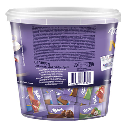Milka Naps Mix (1kg can): Smoothly melting mini chocolate bars made from Alpine milk