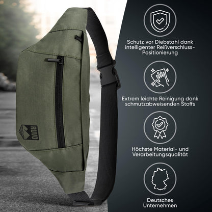 RUVO® Unisex fanny pack with zipper: Suitable for all activities