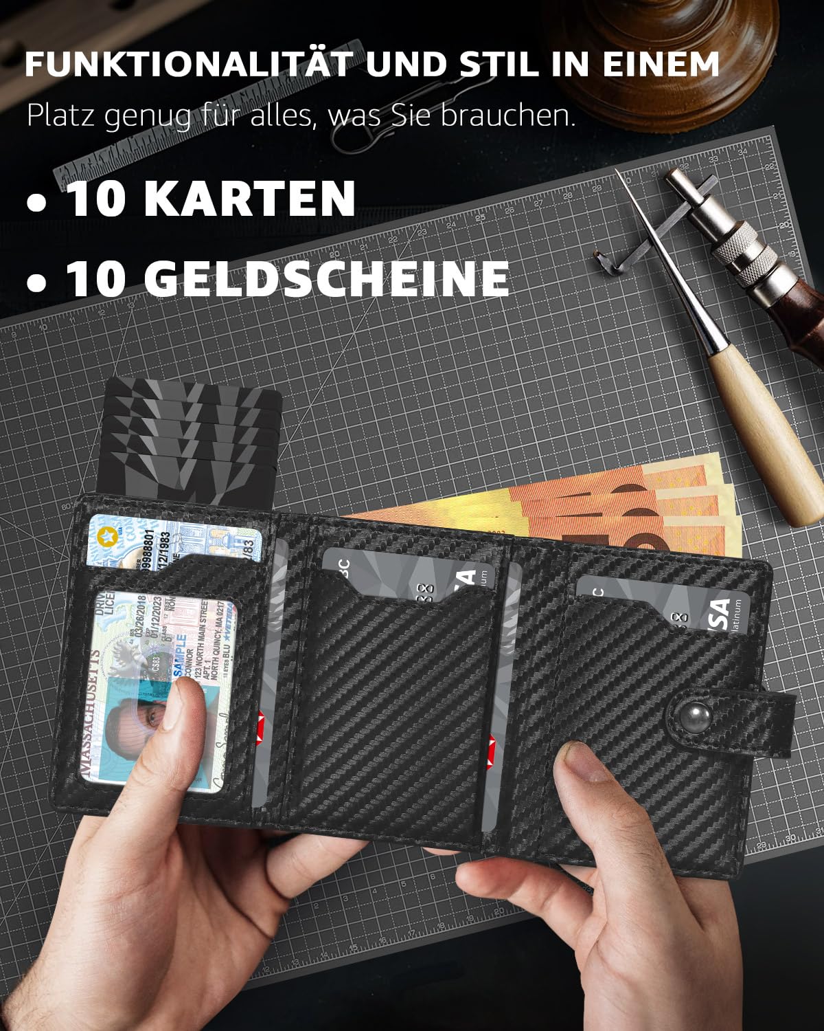 Slim wallet for men with coin pocket &amp; RFID protection: credit card holder