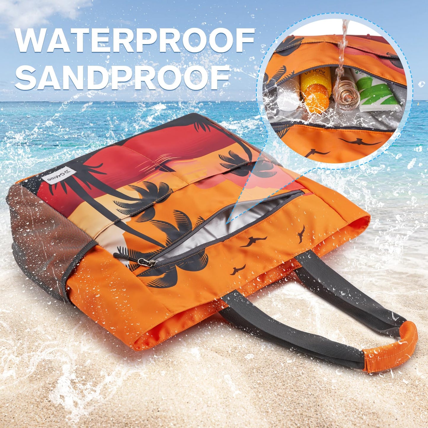 Waterproof beach bag XXL for family: Foldable, lightweight also for shopping
