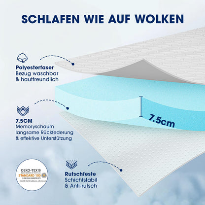 DOPEDIO mattress topper | Ergonomic memory foam topper with bamboo cover