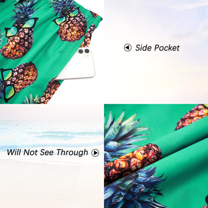 TUONROAD Men's Swim Trunks with Pineapple 3D Print: Quick-drying with drawstring