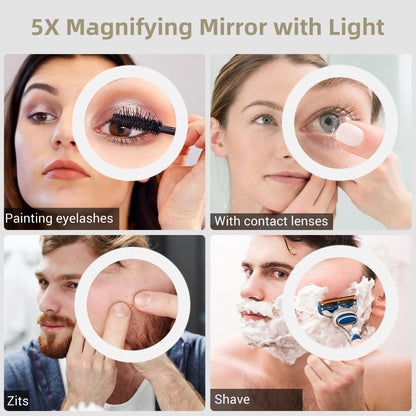 STARLEAD Bathroom Mirror with Lighting 120x70cm, Bathroom Mirror with 5X Magnifying Mirror with Light, 3 Light Colors, Adjustable Brightness, Defogging, IP44 LED Mirror Bathroom, HD Tempered Glass
