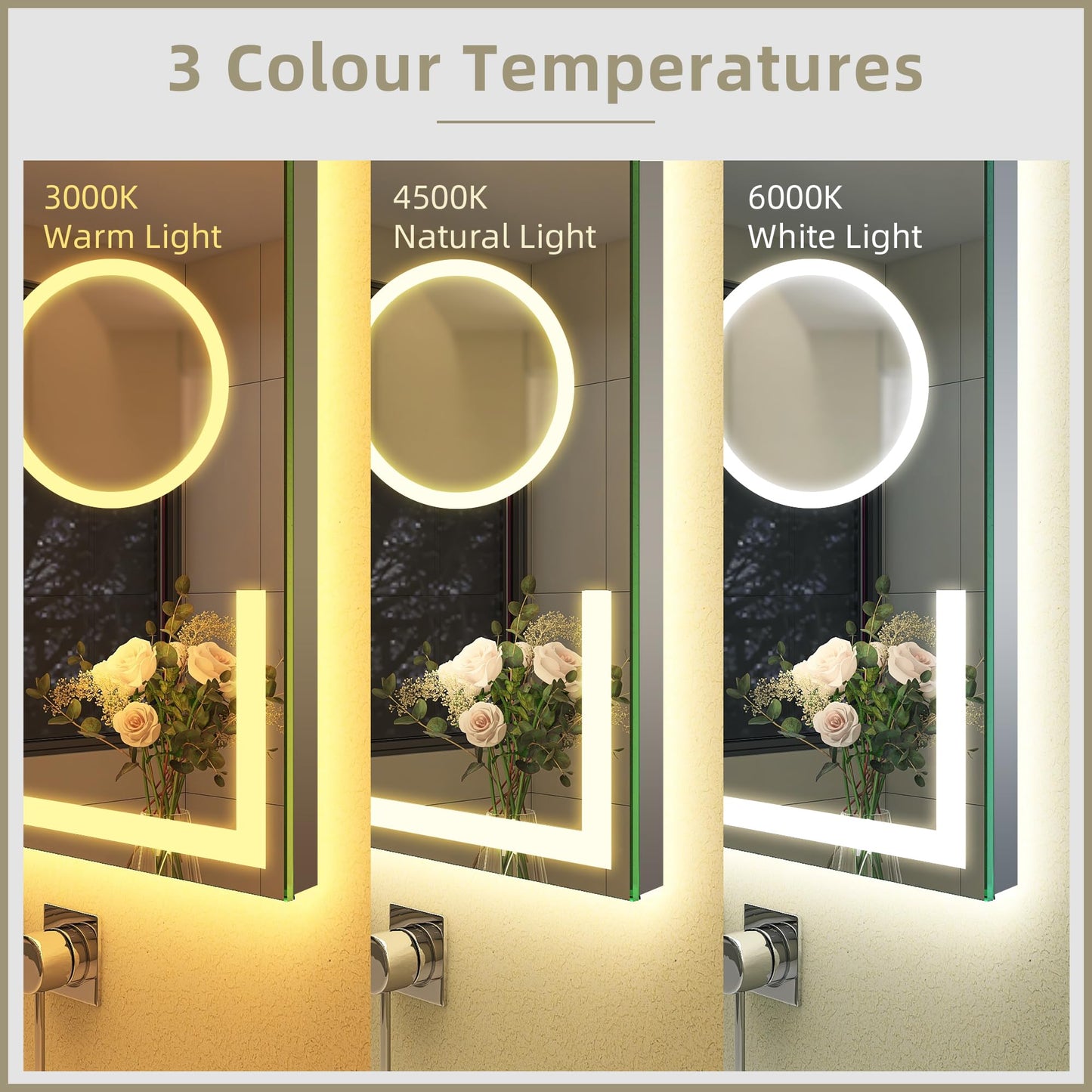 STARLEAD Bathroom Mirror with Lighting 120x70cm, Bathroom Mirror with 5X Magnifying Mirror with Light, 3 Light Colors, Adjustable Brightness, Defogging, IP44 LED Mirror Bathroom, HD Tempered Glass