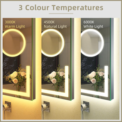 STARLEAD Bathroom Mirror with Lighting 120x70cm, Bathroom Mirror with 5X Magnifying Mirror with Light, 3 Light Colors, Adjustable Brightness, Defogging, IP44 LED Mirror Bathroom, HD Tempered Glass