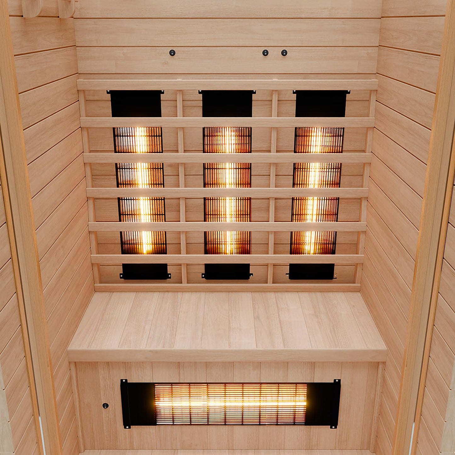 Dewello® infrared sauna 'Hyder' (115x105cm) for 1-2 people made of hemlock wood, LED, Bluetooth