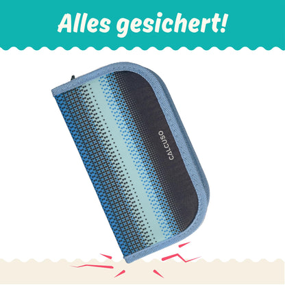 CALCUSO Geometrie-Set PRO in blauer Federmäppchen mit Zirkel und Geodreieck für die Schule