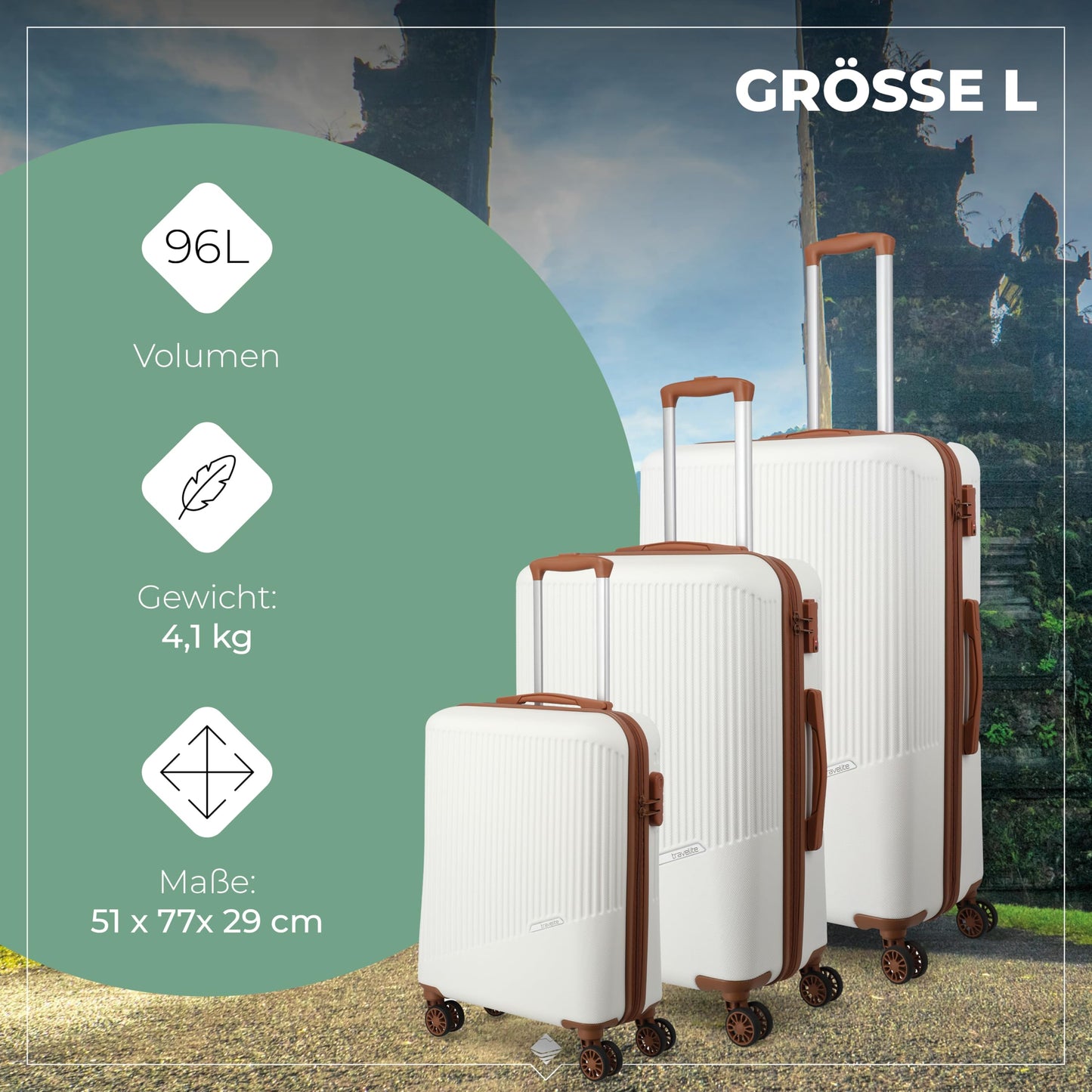 TRAVELITE 'Bali' Hartschalen Reisekoffer-Set (3-teilig): TSA-Kombinationsschloss