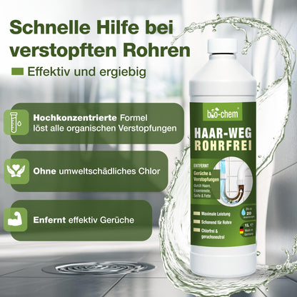 bio-chem Hair-Away Drain Cleaner EXTRA STRONG (1000ml) Made in Germany