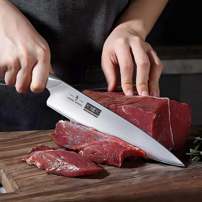 HOSHANHO professional knife block set with wooden block (8 pieces) made of Japanese steel