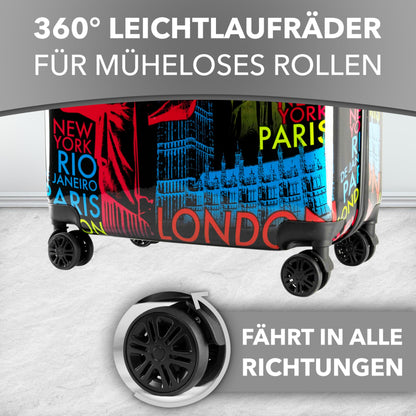 XONIC Design hard-shell suitcase with 360° smooth-running wheels &amp; combination lock (ML-XL or set)