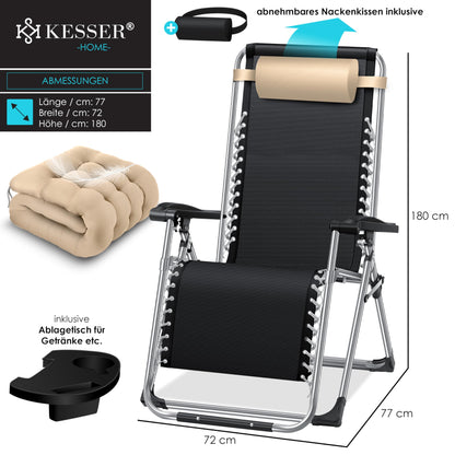 KESSER® sun lounger: Foldable &amp; weatherproof including neck pillow &amp; cup holder