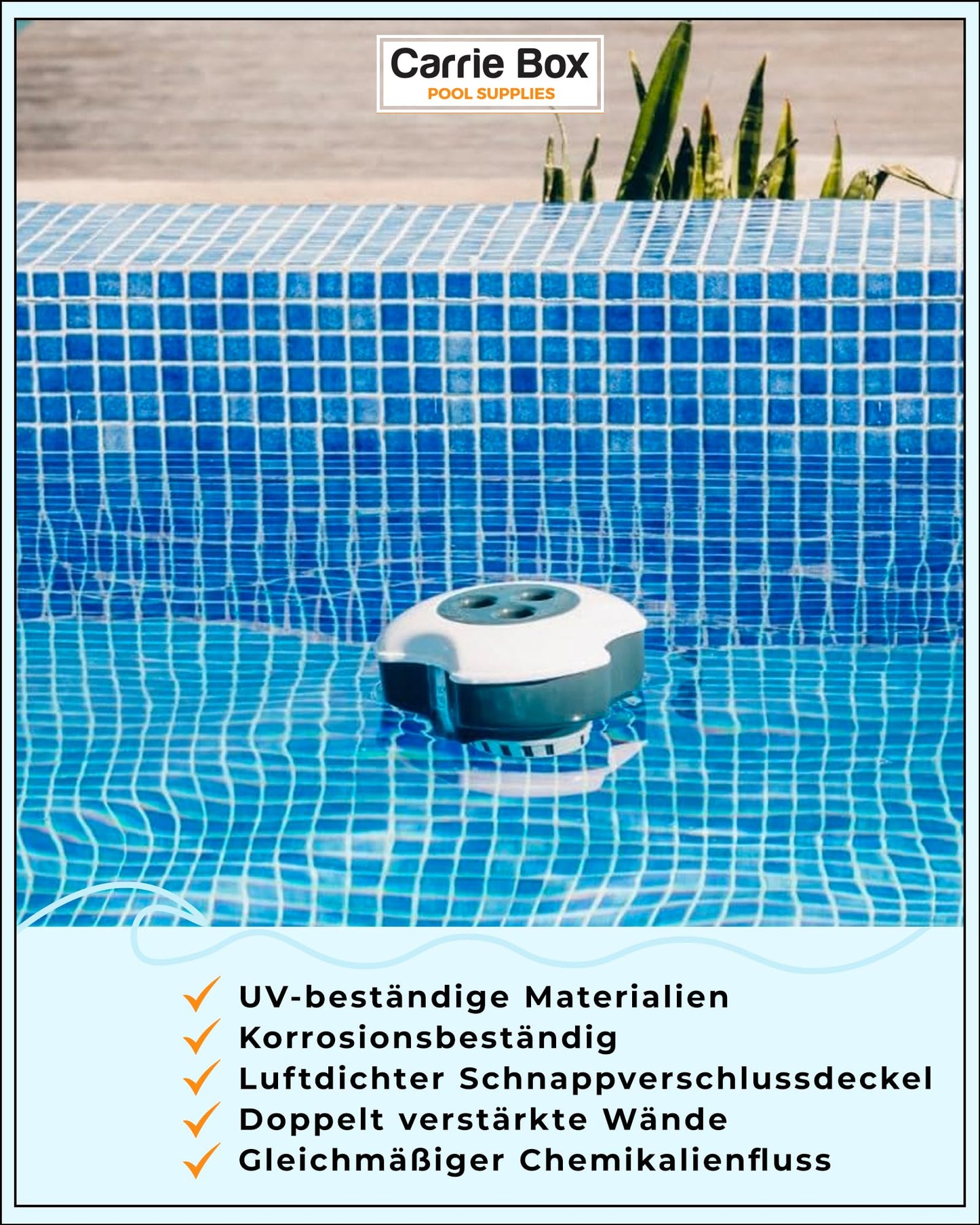 Carrie Box Dosierschwimmer inkl. Thermometer: Chlordosierer, Einstellbar, 20 bis 200g