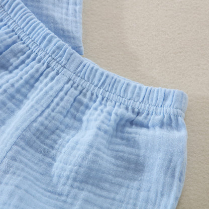 Two-piece clothing set for toddler boys: cotton-linen outfit (blue - in various sizes)
