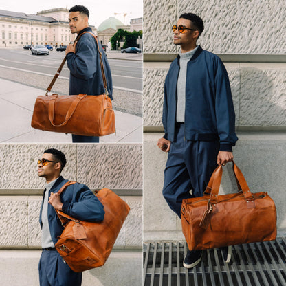 BERLINER BAGS 'Oslo Weekender' leather travel bag (brown): 45 liters 