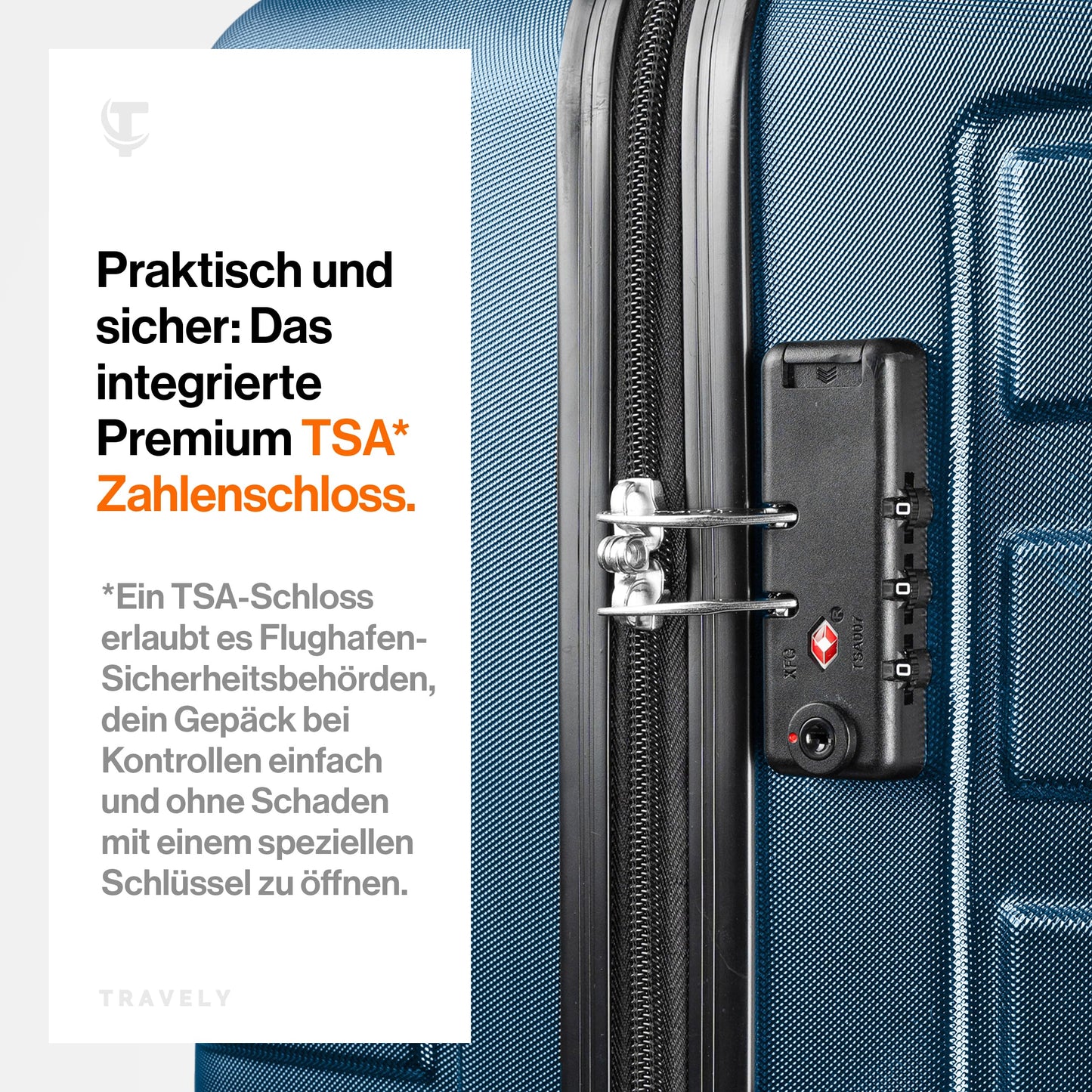 TRAVELY Polycarbonat Reisekoffer XL (77cm - 100 Liter) mit sanften Rollen & TSA Schloss