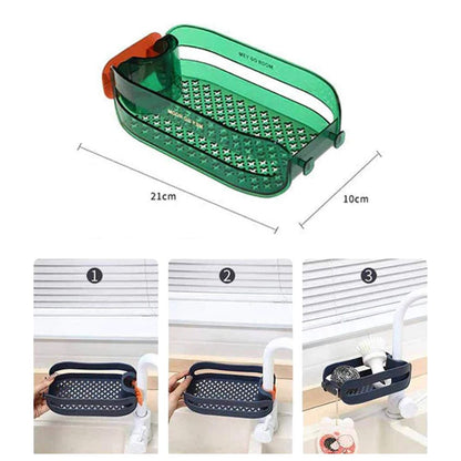 2-in-1 Abtropfgestell für Wasserhahn | Einclip-Fixierung, Küchen- & Bad-Organizer