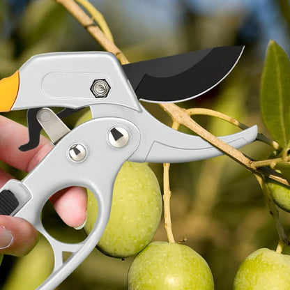 Gartenschere aus Kohlenstoffstahl mit Sicherheitsschloss und Ratschenmechanismus 4