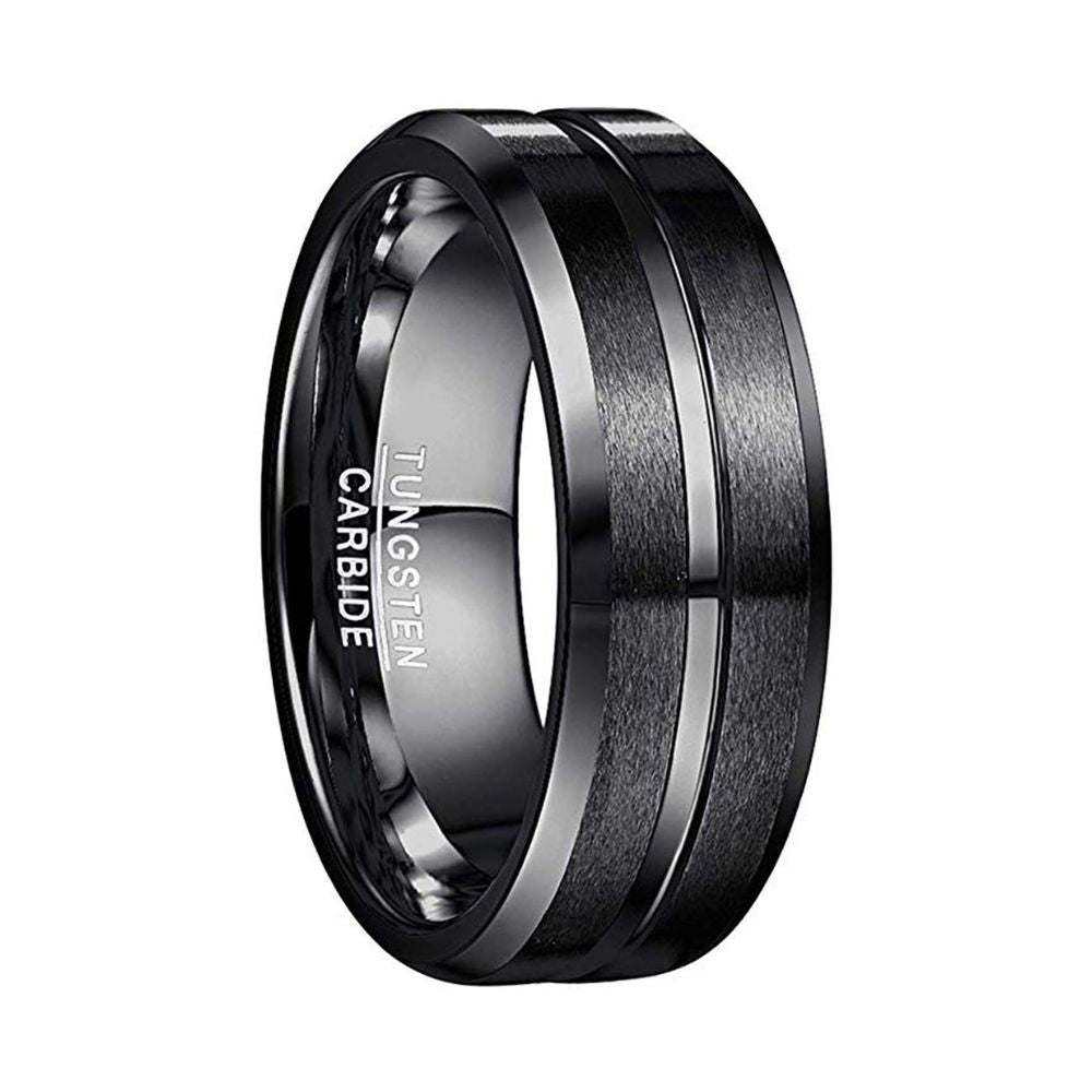 Partnerring aus Wolframcarbid für Herren in Schwarz: Kratzfest (8mm - Größe 70-22.3)