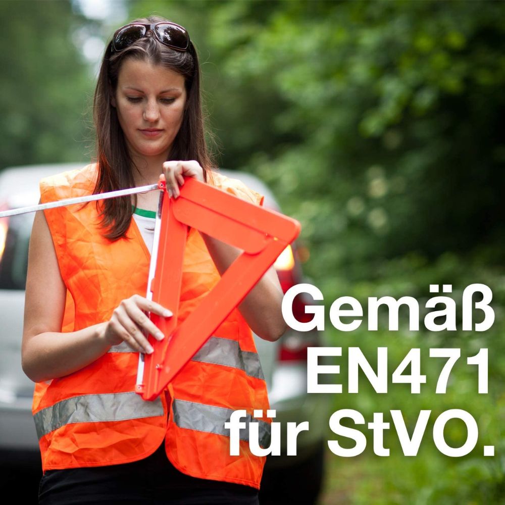 TK Group 4x Car Safety Vests in Orange (ISO20471): Reflective Breakdown Vest