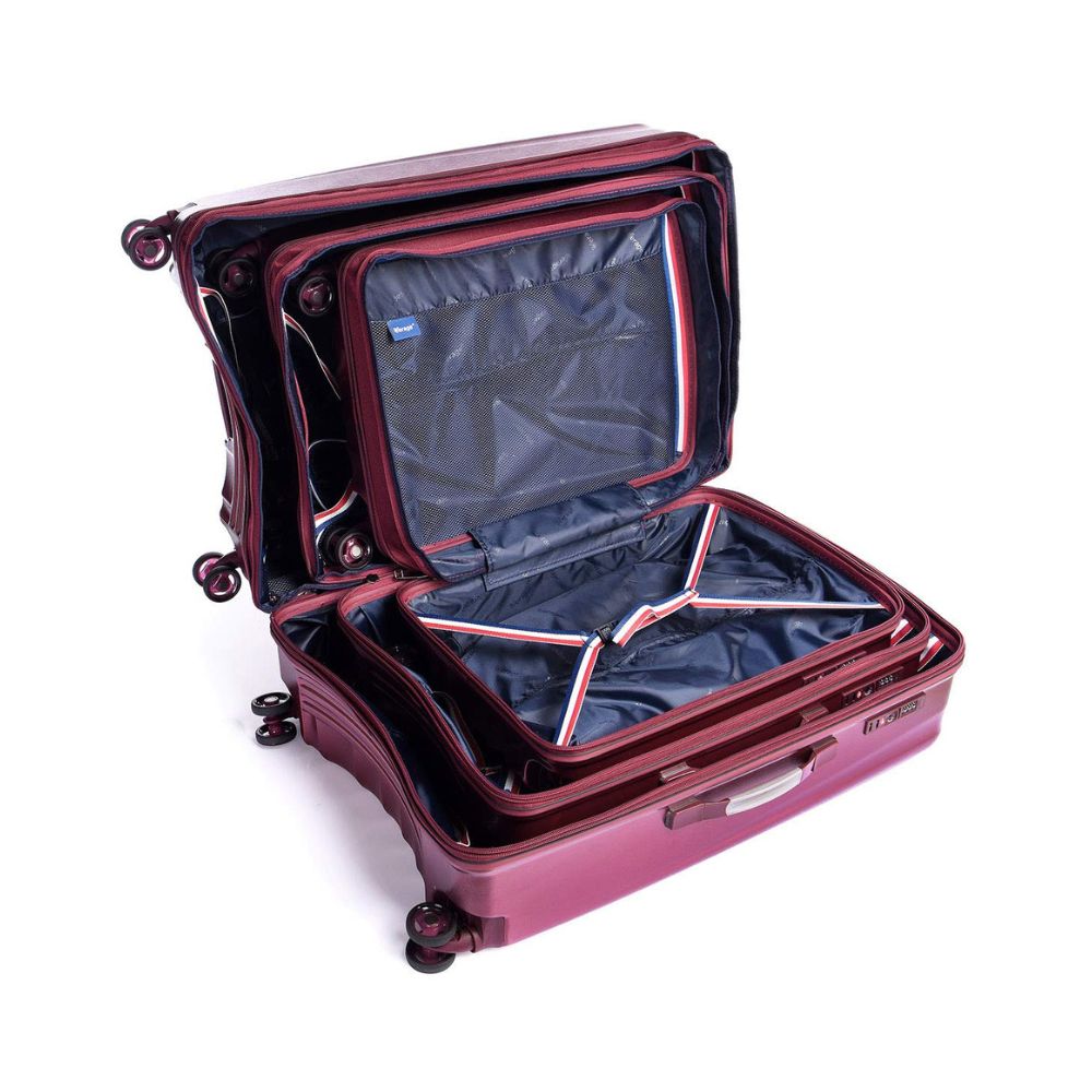 ABISTAB VERAGE 'Kinetic' hard-shell travel suitcase set (3 pieces): TSA, Burgundy 