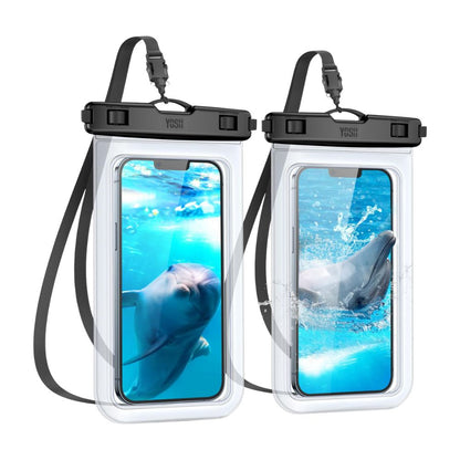 Wasserdichte Unterwasser Handyhülle (2er-Pack) passend für Smartphones bis 6,8 Zoll | Kristallklar