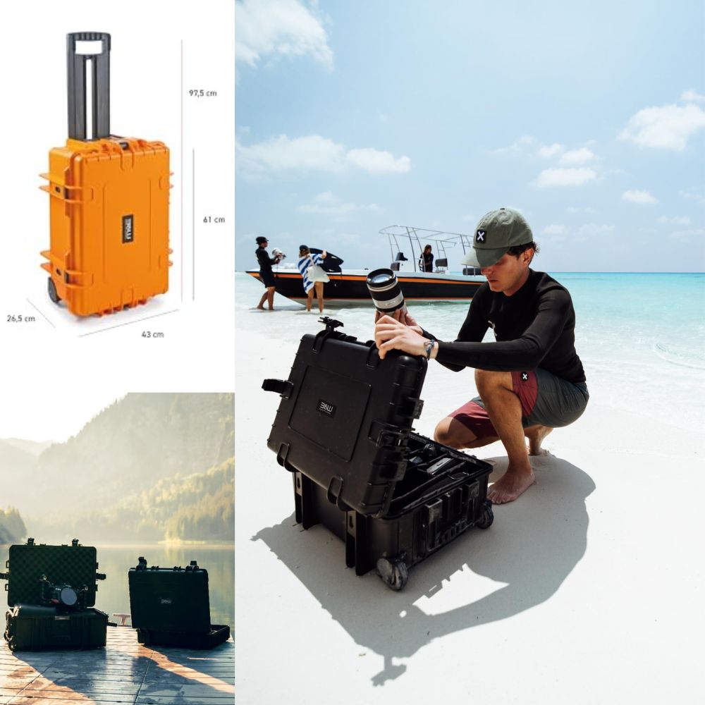 B&amp;W transport case (Type 6700) with variable compartments: Waterproof, shatter-proof (Orange)