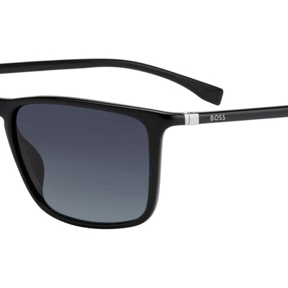 HUGO BOSS Men's Sunglasses (0665/S) incl. Warranty: Logo Print, Black