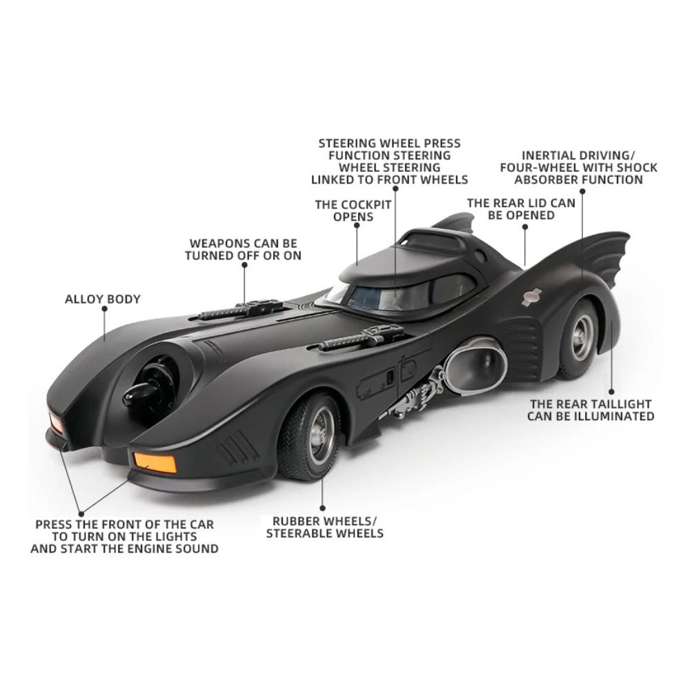 Batmobile 1989 (1:18) Cast Modell in Schwarz | Spielzeugauto für Kinder & Erwachsene