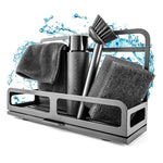 HOMELYN stainless steel sink organizer set including dish brush with drip tray: Modern design
