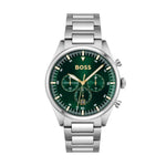 BOSS Chronograph quartz watch (1513868) for men from the 'Pioneer' collection with silver stainless steel bracelet