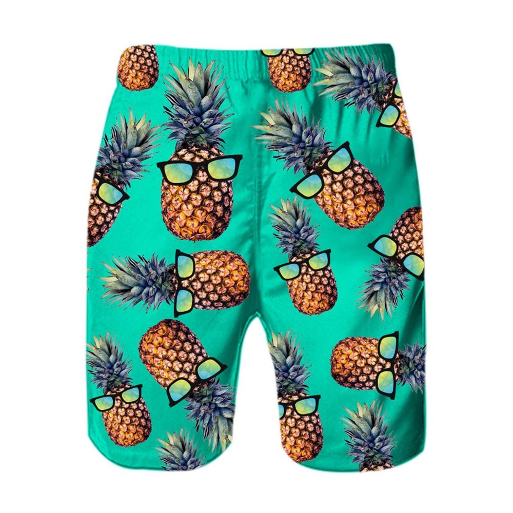 TUONROAD Men's Swim Trunks with Pineapple 3D Print: Quick-drying with drawstring