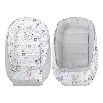 Medi Partners Baby-Nestchen für Neugeborene aus 100% Baumwolle (100x60x15cm): Eulen-Motiv