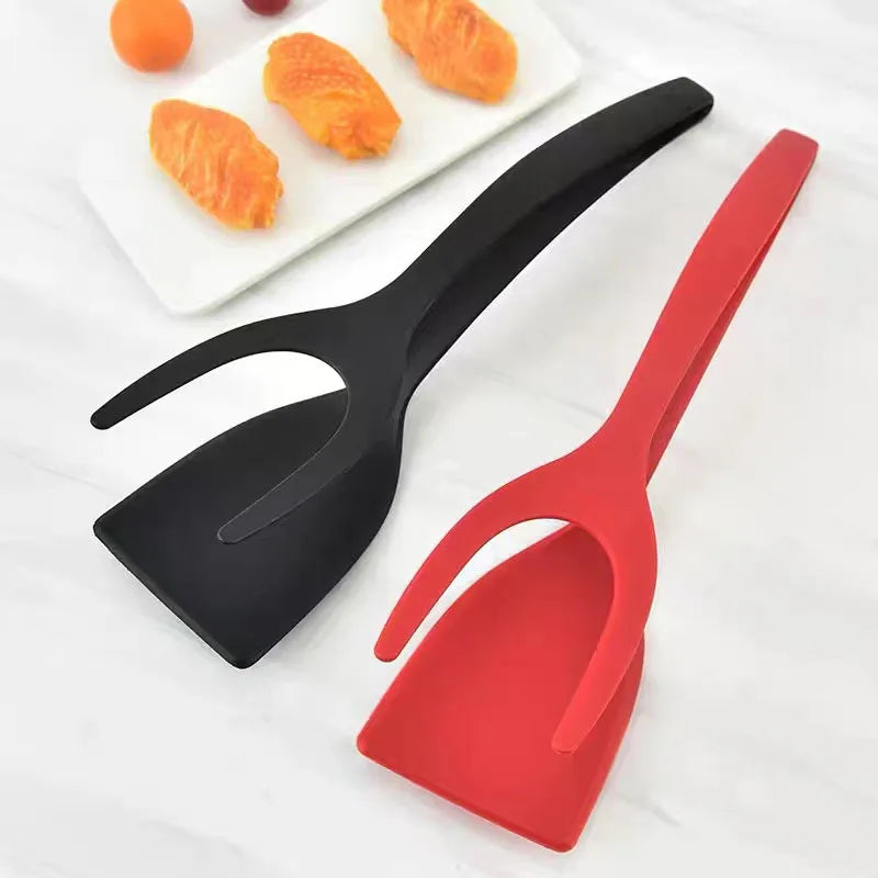 2-in-1 Spatula Tong Grip | Non-Stick: Ideal for Eggs, Pizza, Grilling, and Meat