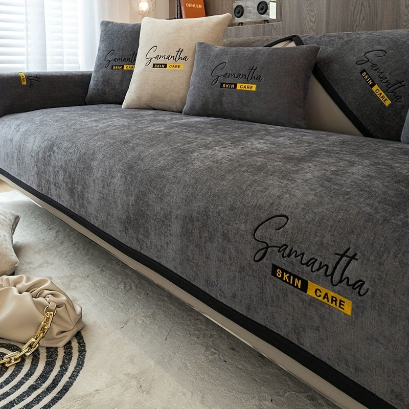 Schonbezug aus Chenille | Rutschfester Sofaüberwurf
