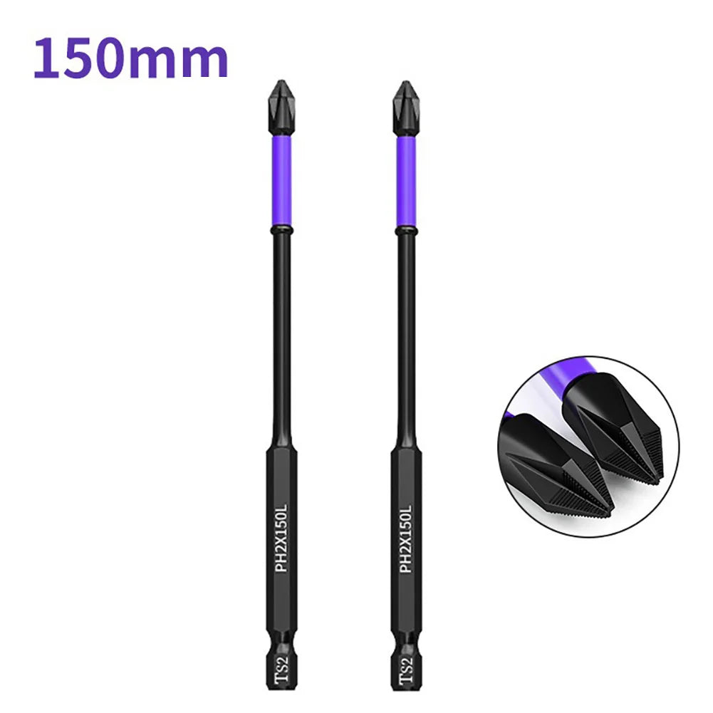 2x Non-Slip PH2 Magnetic Bit Phillips Screwdrivers | Hardness Drill Bit Holder